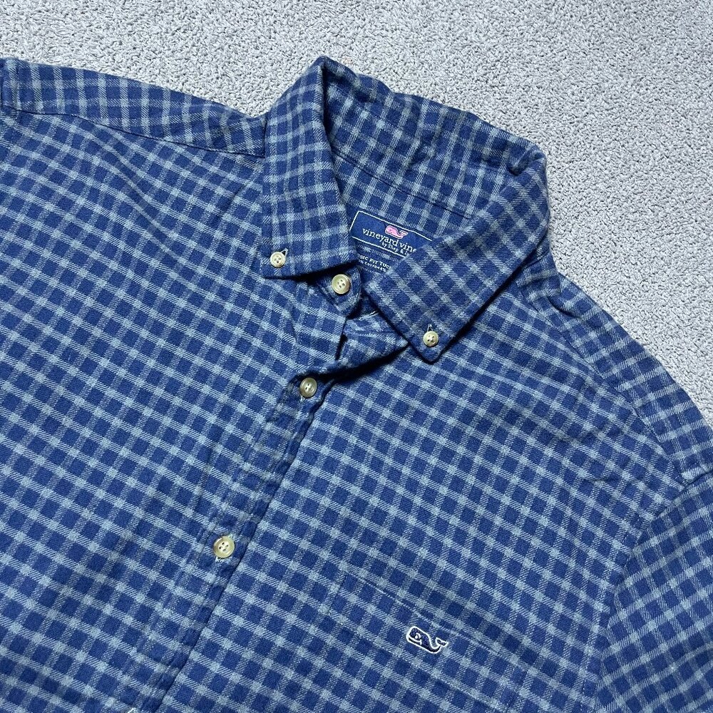 Vineyard Vines by Shep & Ian Classic Fit Tucker Shirt Blue Plaid Men's Large